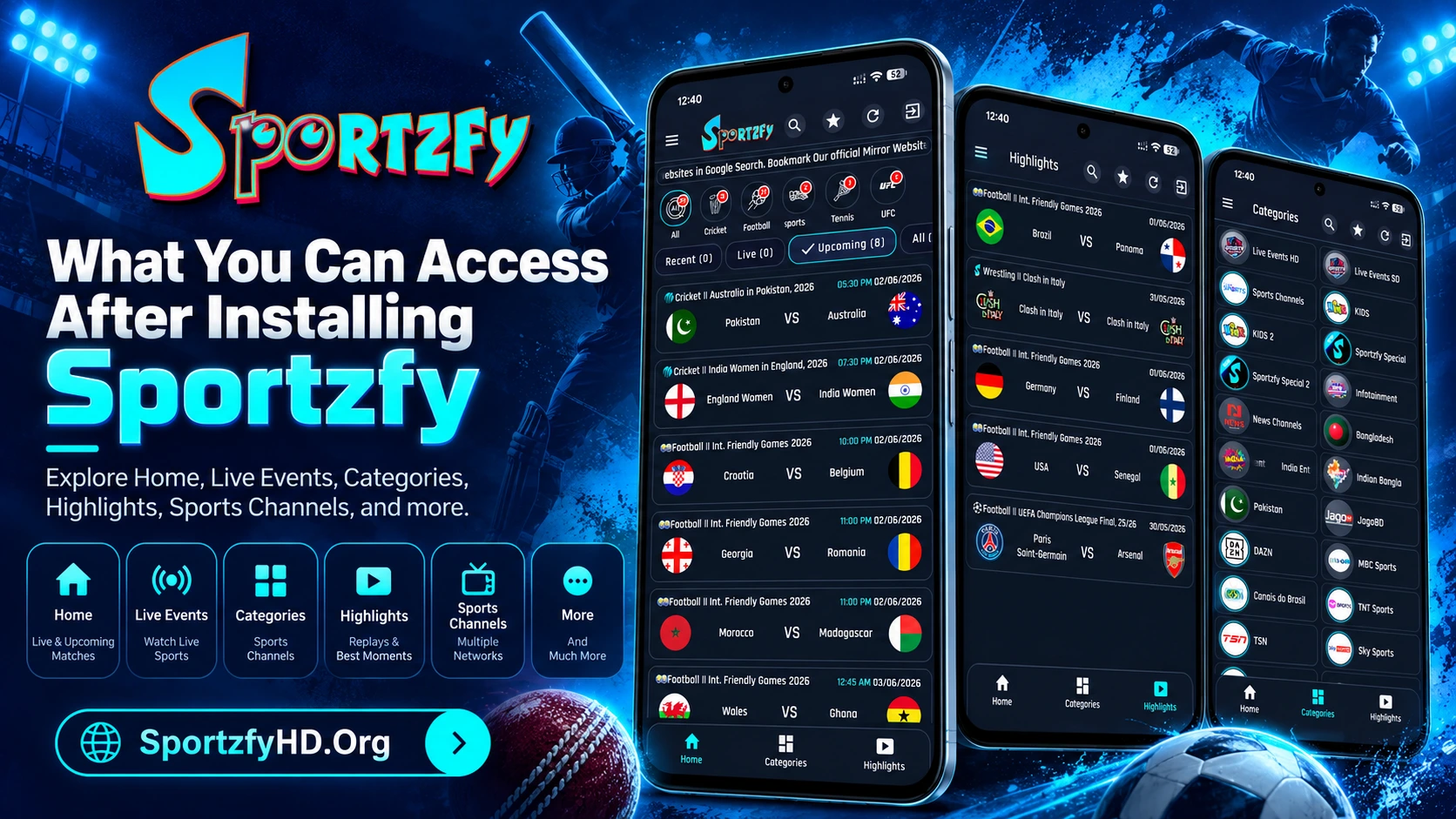What You Can Access After Installing Sportzfy